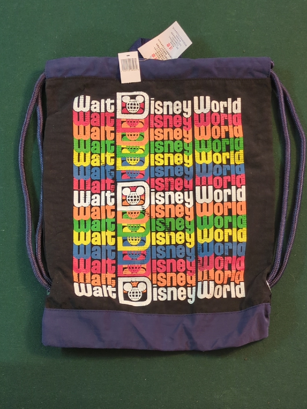 Disney navy blue black multicolor tote with retro logo NWT